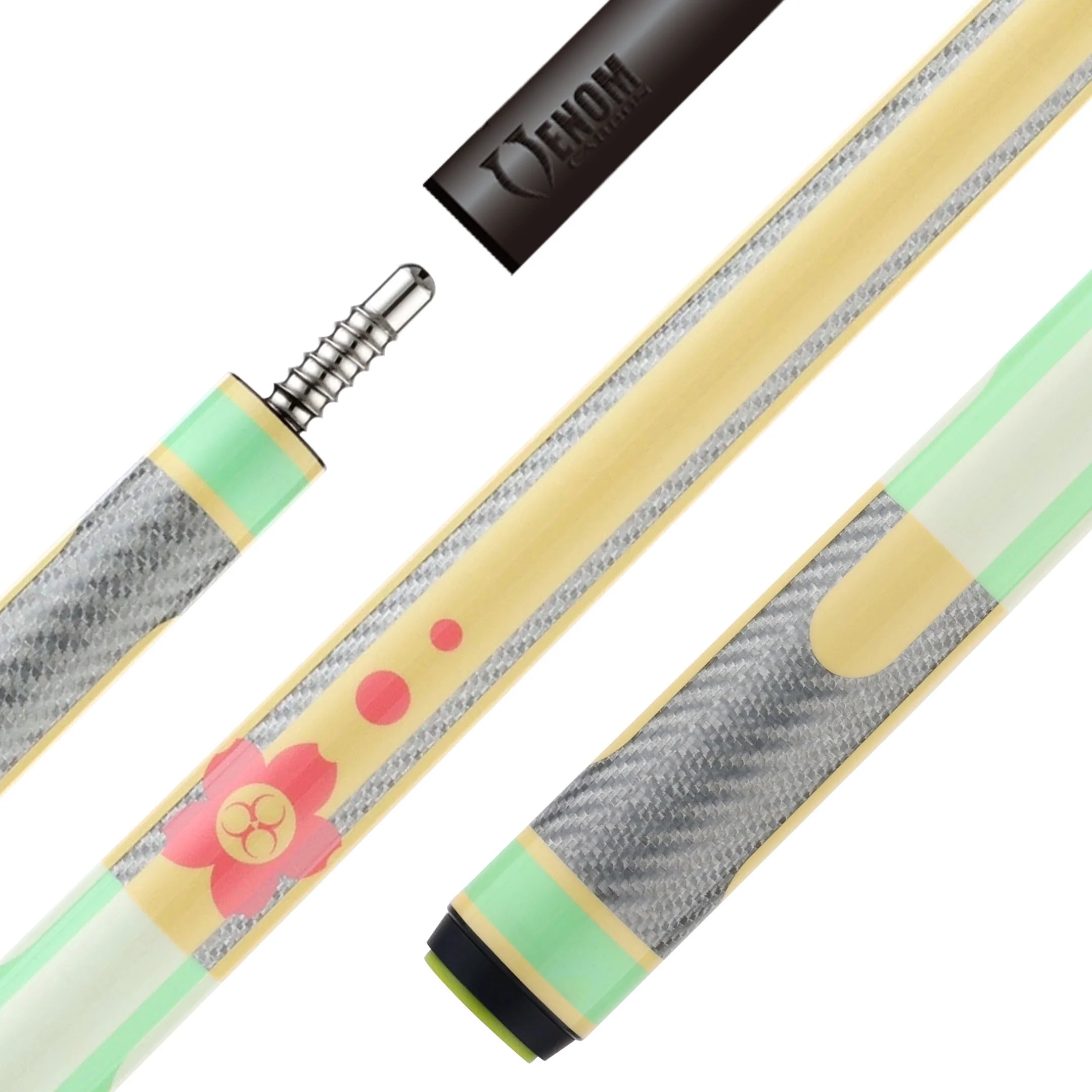 Poinson Candy Pool Cue with Carbon Fiber Shaft - Green/Yellow