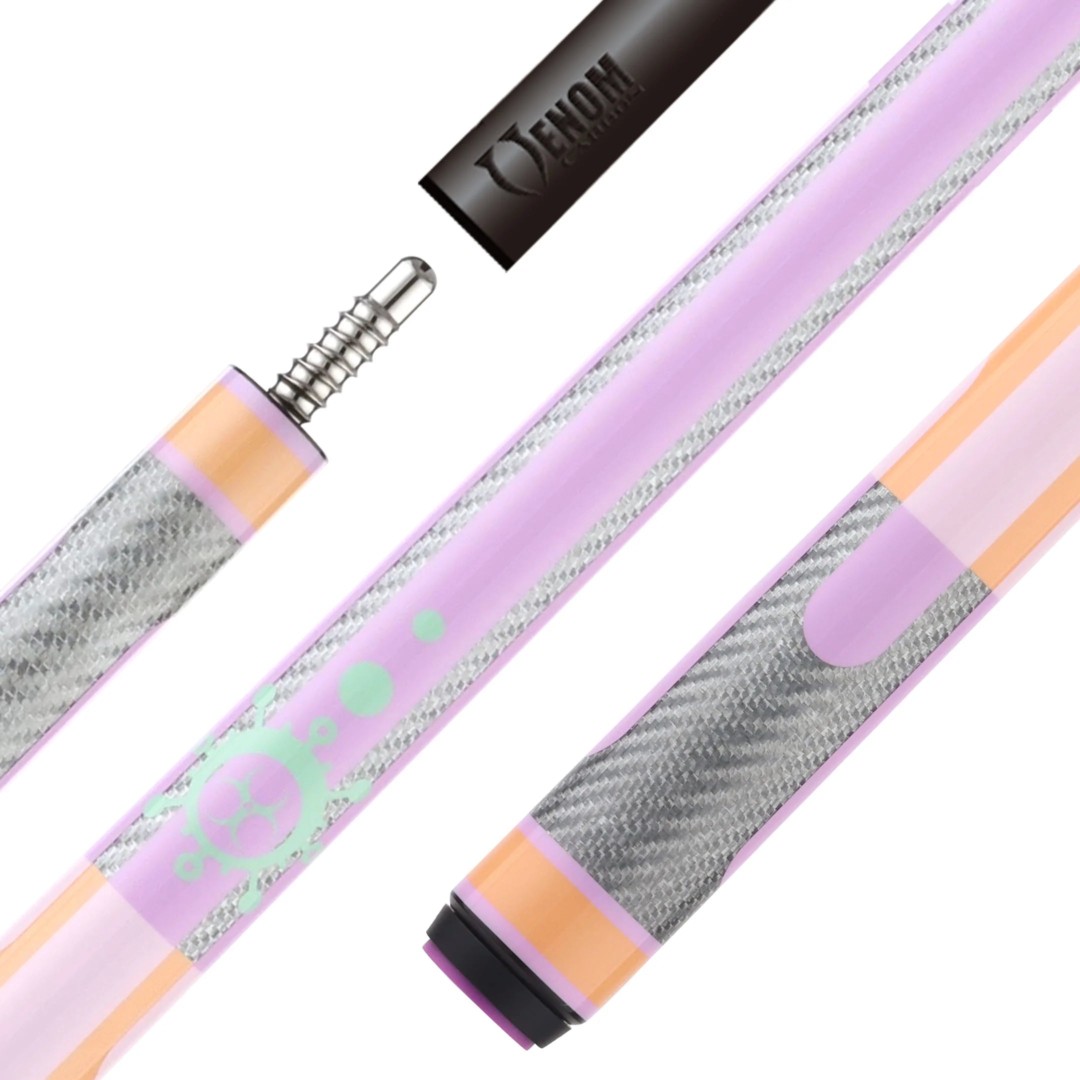 Poison Candy Pool Cue with Carbon Fiber Shaft - Peach/Lavender