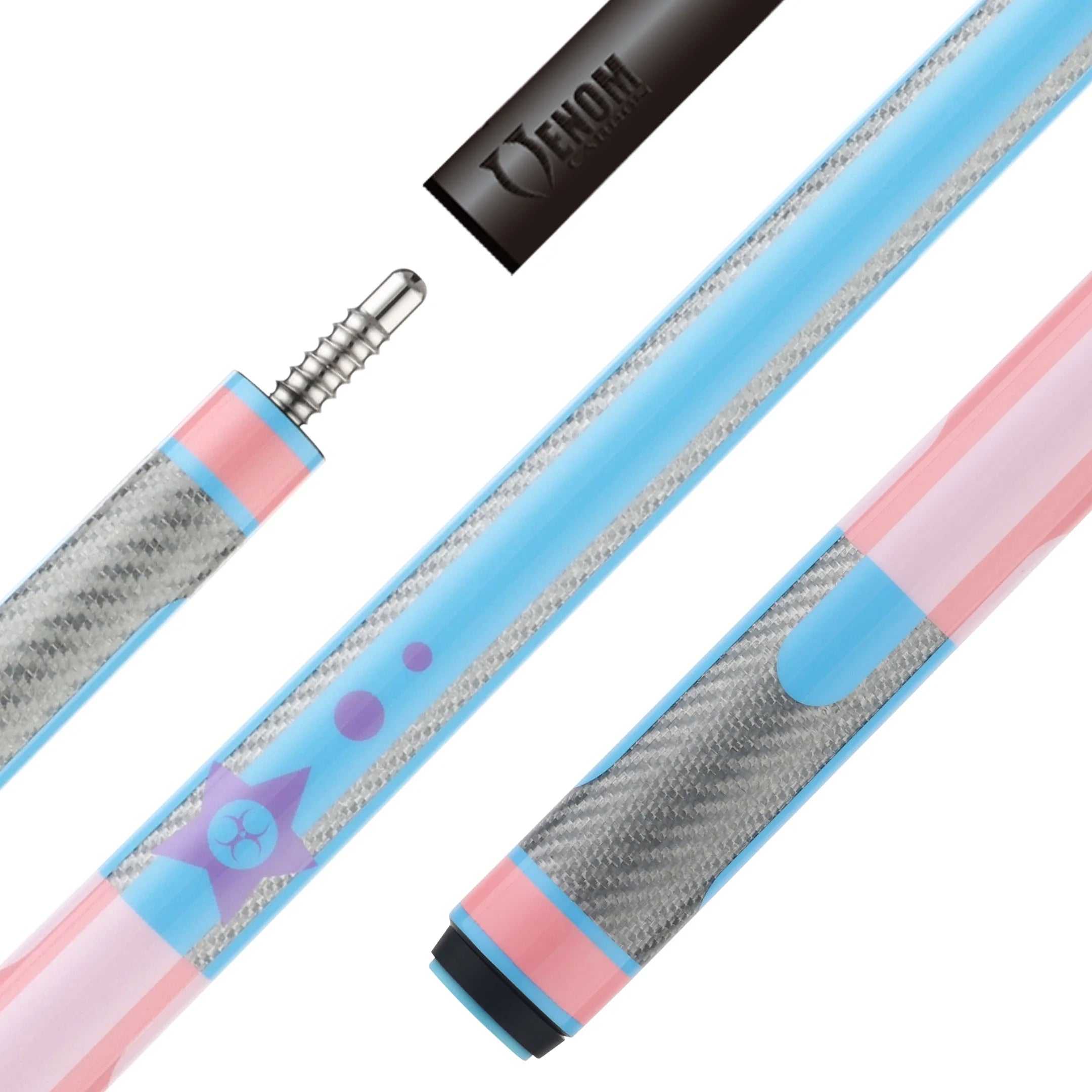 Poison Candy Pool Cue with Carbon Fiber Shaft - Pink/Light Blue