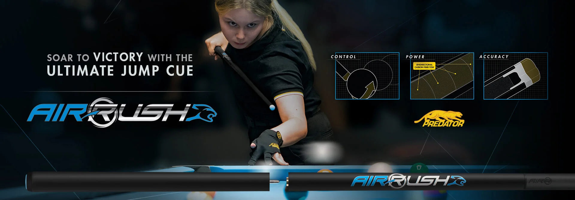Predator Air Rush Flare Orange Jump Cue - Sport Wrap