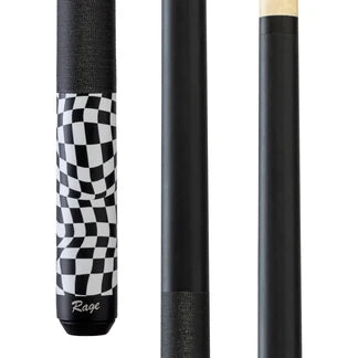 Rage Black Checker Flag Cue With Black Linen Wrap