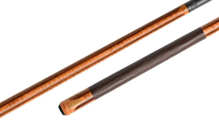 Predator P3 Auro Golden Stained Curly Maple & Bocote Pool Cue - Lizard Grain Leather Wrap
